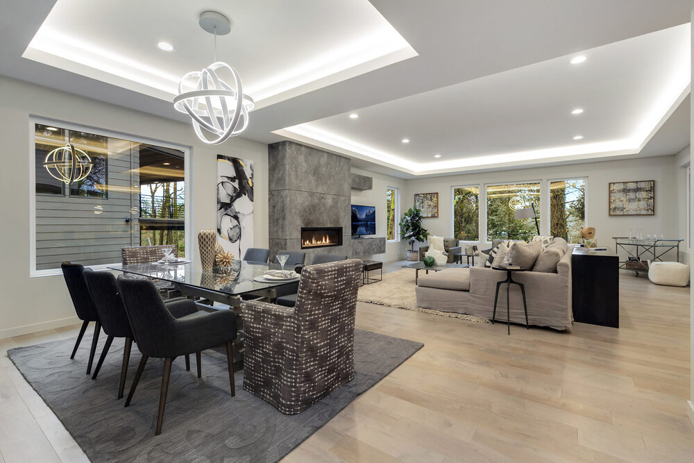 Briarwood Living and Dining Area with design and materials by Envision Interiors