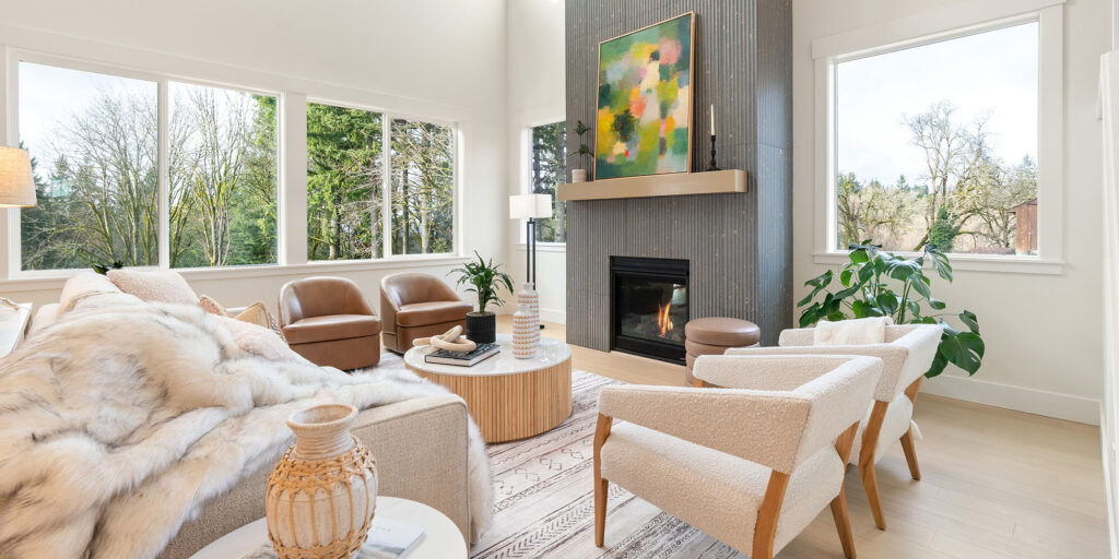 living room in The Fir home interior project by Envision Interiors